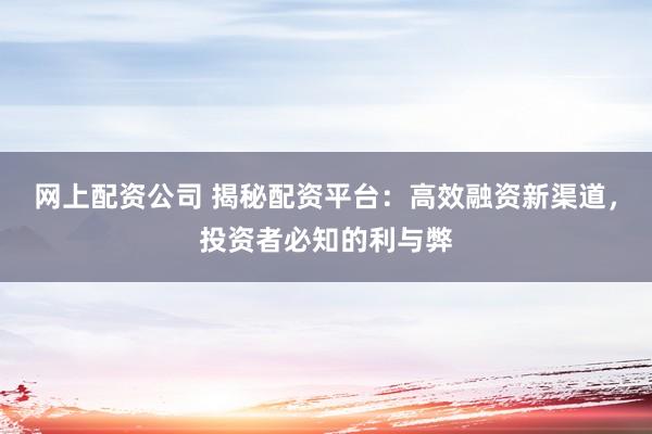 网上配资公司 揭秘配资平台：高效融资新渠道，投资者必知的利与弊