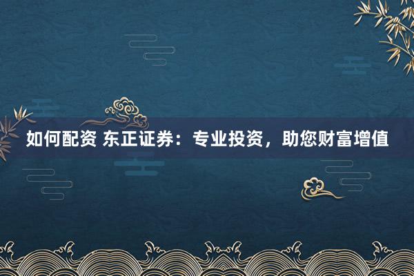 如何配资 东正证券：专业投资，助您财富增值