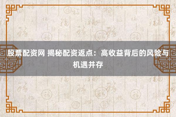 股票配资网 揭秘配资返点：高收益背后的风险与机遇并存