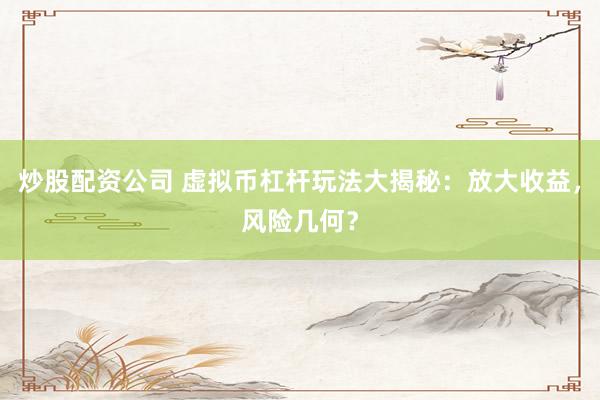 炒股配资公司 虚拟币杠杆玩法大揭秘：放大收益，风险几何？