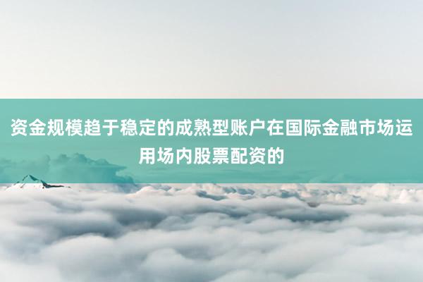 资金规模趋于稳定的成熟型账户在国际金融市场运用场内股票配资的