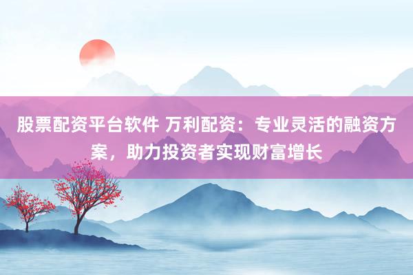 股票配资平台软件 万利配资：专业灵活的融资方案，助力投资者实现财富增长