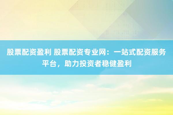股票配资盈利 股票配资专业网：一站式配资服务平台，助力投资者稳健盈利