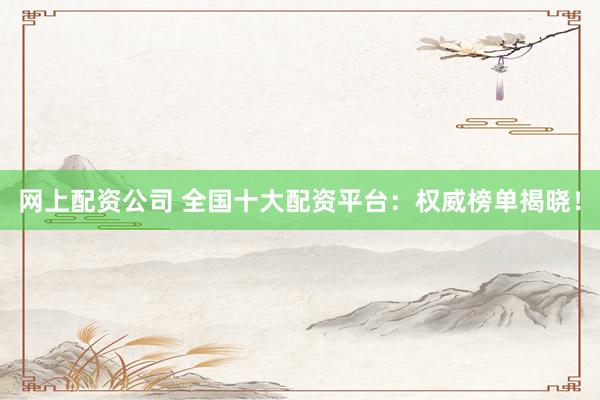 网上配资公司 全国十大配资平台：权威榜单揭晓！