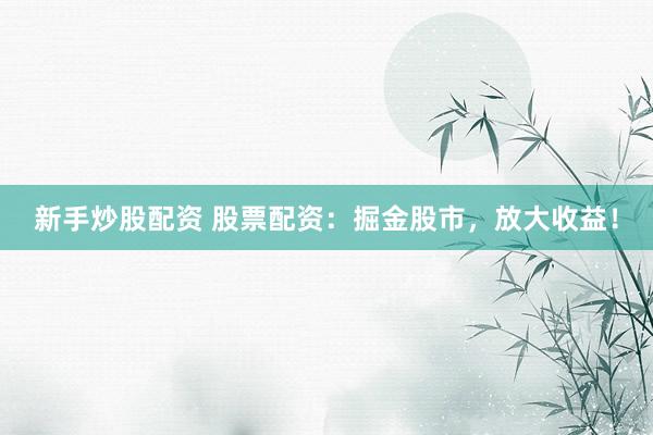 新手炒股配资 股票配资：掘金股市，放大收益！